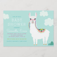 Alpaca Llama verjaardagsuitnodiging Baby shower