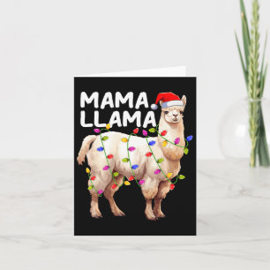 Alpaca Llama Xmas Verlichting Santa Hat Mama Llama Kaart