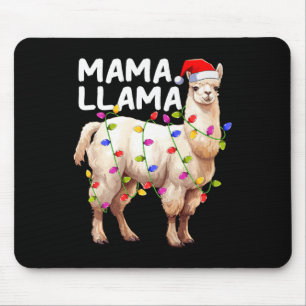 Alpaca Llama Xmas Verlichting Santa Hat Mama Llama Muismat