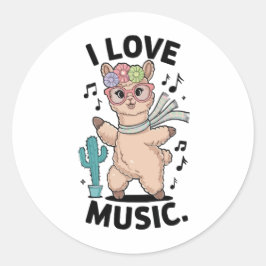 Alpaca love music ronde sticker