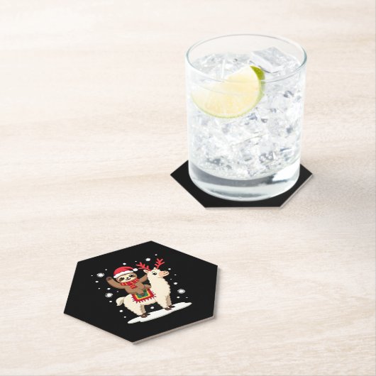 Alpaca Luiaard Kerstmis (1) Kartonnen Onderzetters (Insitu)