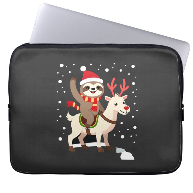 Alpaca Luiaard Kerstmis (1) Laptop Sleeve (Voorkant)
