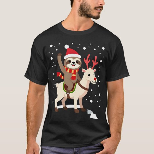 Alpaca Luiaard Kerstmis (1) T-shirt (Voorkant)