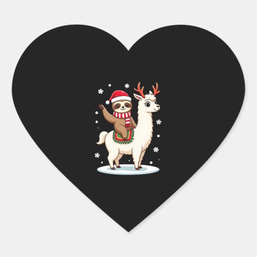 Alpaca Luiaard Kerstmis (3) Hart Sticker (Voorkant)