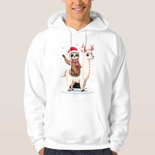Alpaca Luiaard Kerstmis (3) Hoodie (Voorkant)