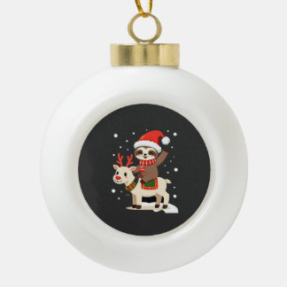 Alpaca Luiaard Kerstmis (3) Keramische Bal Ornament