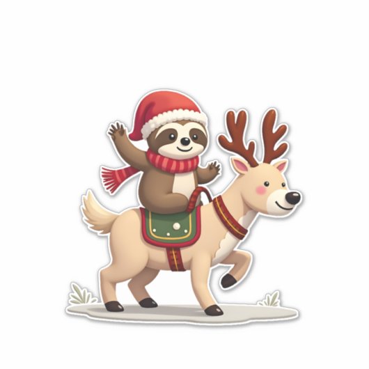 Alpaca Luiaard Kerstmis (3) Sticker (Voorkant)