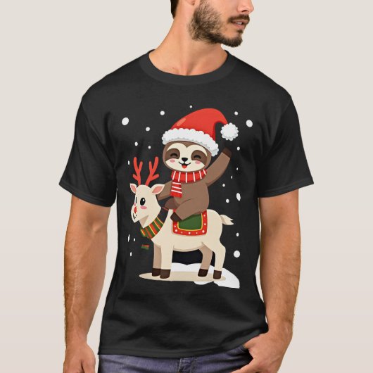 Alpaca Luiaard Kerstmis (3) T-shirt (Voorkant)