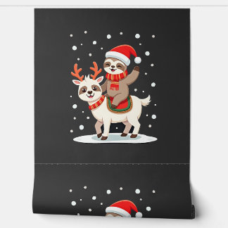 Alpaca Luiaard Kerstmis (4) Behang