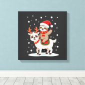 Alpaca Luiaard Kerstmis (4) Canvas Afdruk (Insitu (Houten vloer))