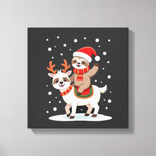 Alpaca Luiaard Kerstmis (4) Canvas Afdruk (Voorkant)