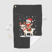 Alpaca Luiaard Kerstmis (4) Golfhanddoek (Insitu)