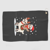 Alpaca Luiaard Kerstmis (4) Golfhanddoek (Horizontaal)
