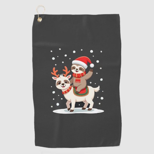 Alpaca Luiaard Kerstmis (4) Golfhanddoek (Voorkant)