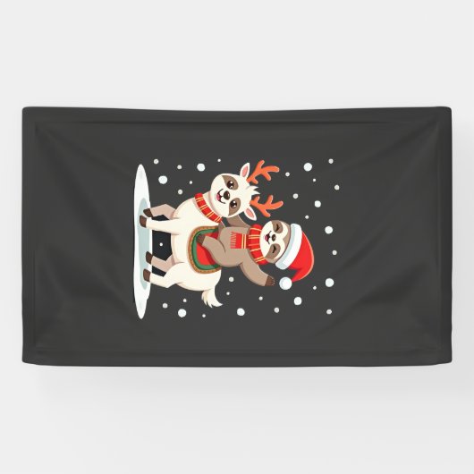 Alpaca Luiaard Kerstmis (4) Spandoek (Horizontaal)