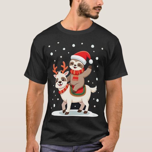 Alpaca Luiaard Kerstmis (4) T-shirt (Voorkant)