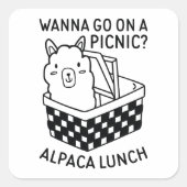Alpaca Lunch Vierkante Sticker (Voorkant)
