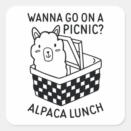 Alpaca Lunch Vierkante Sticker (Voorkant)