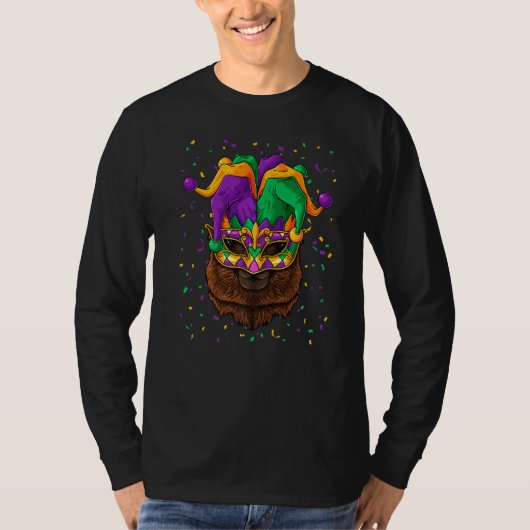 Alpaca Mardi Gras Animal Face Carnival Jester Fest T-shirt (Voorkant)