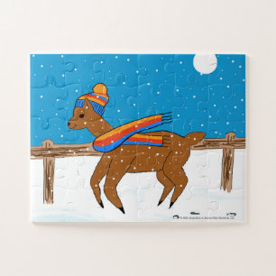 Alpaca Marvin in de Winter Moonlight Puzzel Legpuzzel