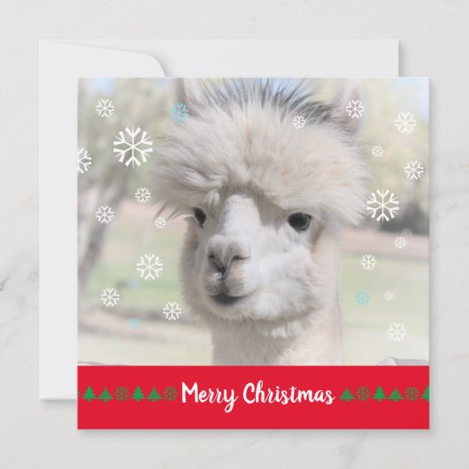 Alpaca Merry Christmas Wenskaart Kaart (Voorkant)