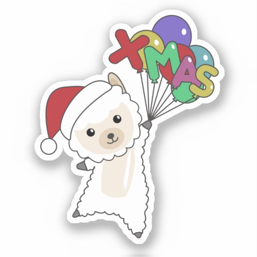 Alpaca Merry Winter Animals Alpacas Stic Sticker (Voorkant)