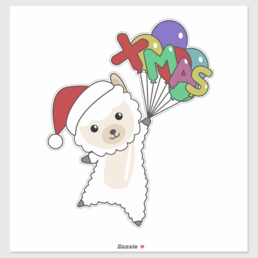 Alpaca Merry Winter Animals Alpacas Stic Sticker (Vel)