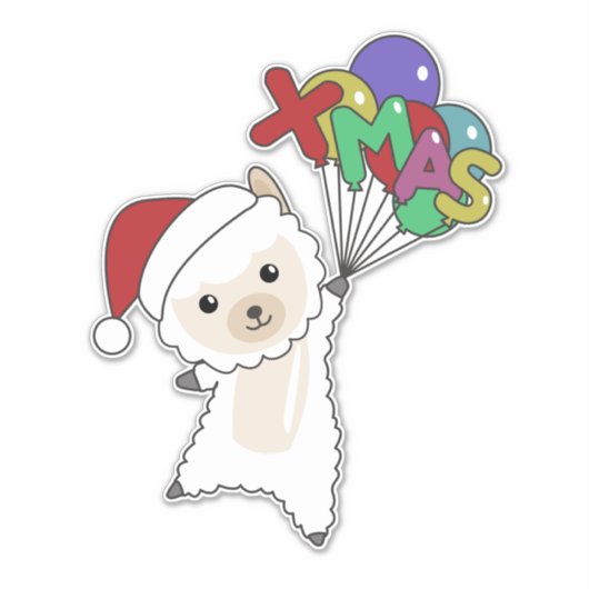 Alpaca Merry Winter Animals Alpacas Stic Sticker (Voorkant)