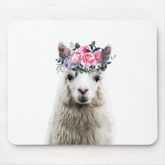 Alpaca met bloemen muismat (Voorkant)