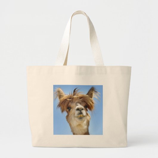 Alpaca met Crazy Hair Grote Tote Bag (Voorkant)