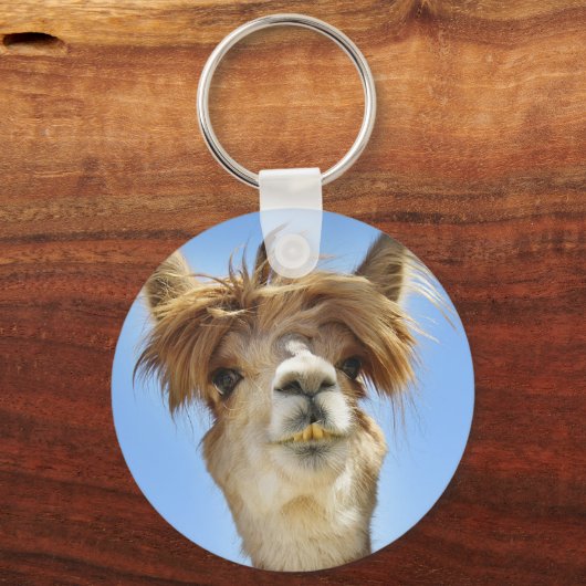 Alpaca met Crazy Hair Sleutelhanger (Voorkant)