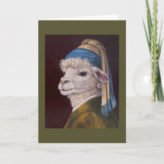 Alpaca met een Pearl Earring-kaart Kaart (Voorkant)