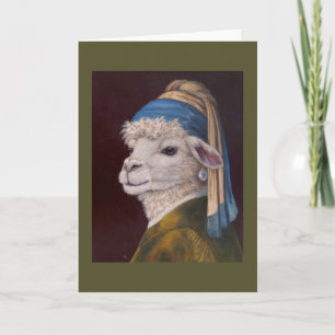 Alpaca met een Pearl Earring-kaart Kaart