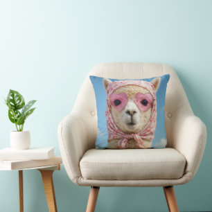 Alpaca met hoofddoek en zonnebril kussen