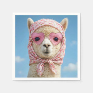 Alpaca met hoofddoek en zonnebril servet