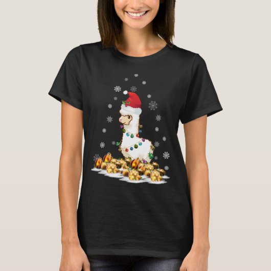 Alpaca met kerstmuts Kerstmis Alpaca T-shirt (Voorkant)