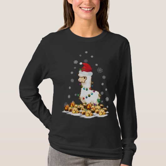 Alpaca met kerstmuts Kerstmis Alpaca T-shirt (Voorkant)