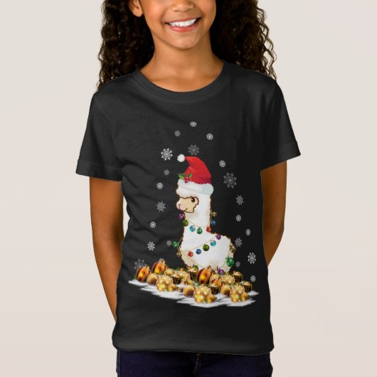Alpaca met kerstmuts Kerstmis Alpaca T-shirt (Voorkant)