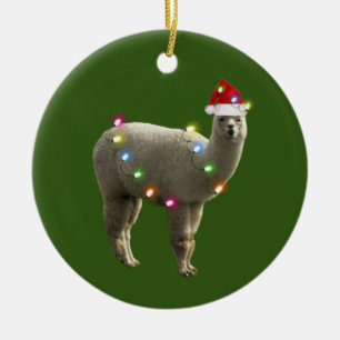 Alpaca met Pet met kerstmis Keramisch Ornament
