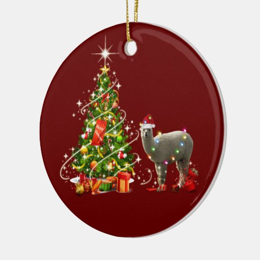 ALPACA met Petten kerst Keramisch Ornament (Links)