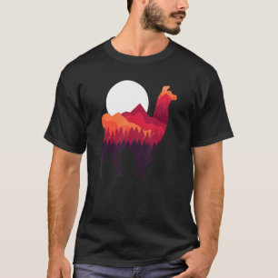 Alpaca Met Volle Maan En Bomen Bos Voor Llama F T-shirt