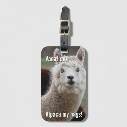 Alpaca Mijn Tassen voor Vakantie Bagagelabel (Voorkant (verticaal))