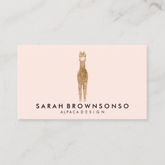 Alpaca minimale roze lama visitekaartje (Voorkant)