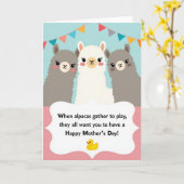 Alpaca Moederdag Speelkaart Kaart (Gele Bloem)