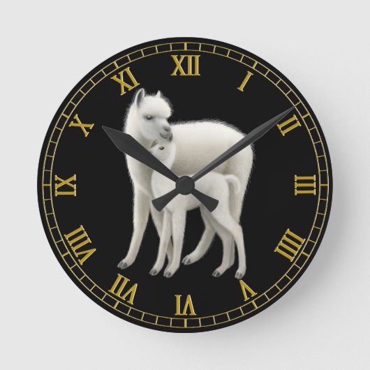 Alpaca Mother Love Wall Clock Ronde Klok (Voorkant)