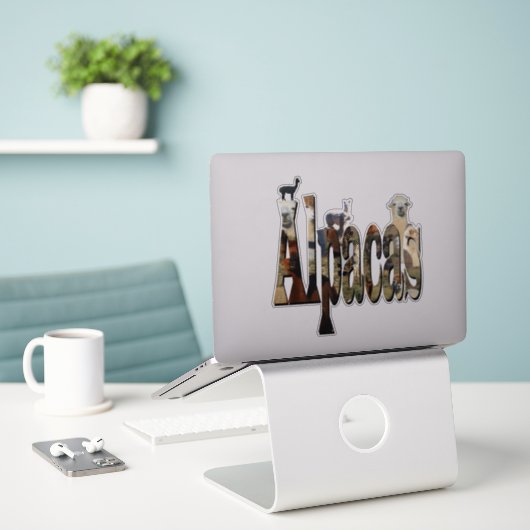 Alpaca-naam met alpacas, sticker (Laptop op bureau)