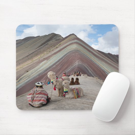 Alpaca on rainbow mountain, Peru Muismat (Met muis)