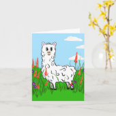 Alpaca op een gebied van Lupine Kaart (Gele Bloem)
