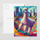 Alpaca op een Skateboard Briefkaart (Voorkant / Achterkant)