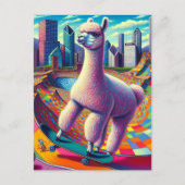 Alpaca op een Skateboard Briefkaart (Voorkant)
